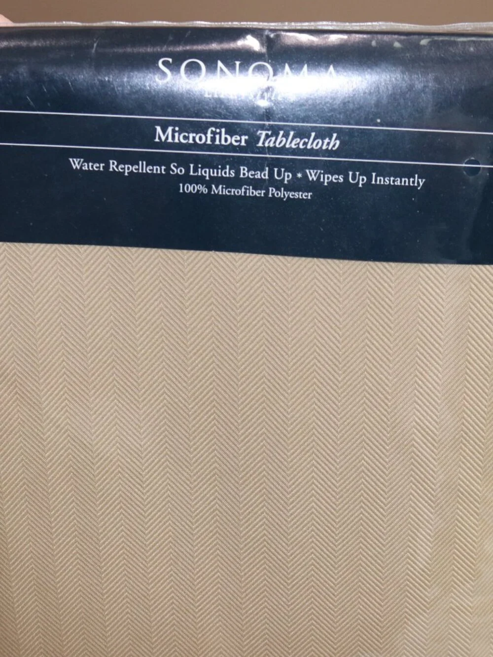 Sonoma tan textured tablecloth 60x120.